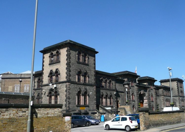 Outside view of Wandsworth Prison, notorious for overcrowding