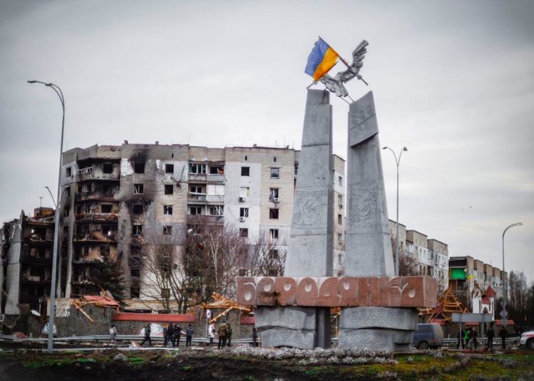 Patriotic Monument in Middle of Demolished Borodyanka City