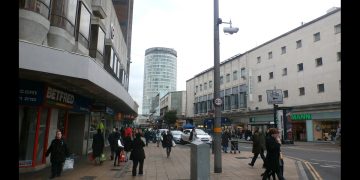 High Street in Birmingham, West Midlands, UK
